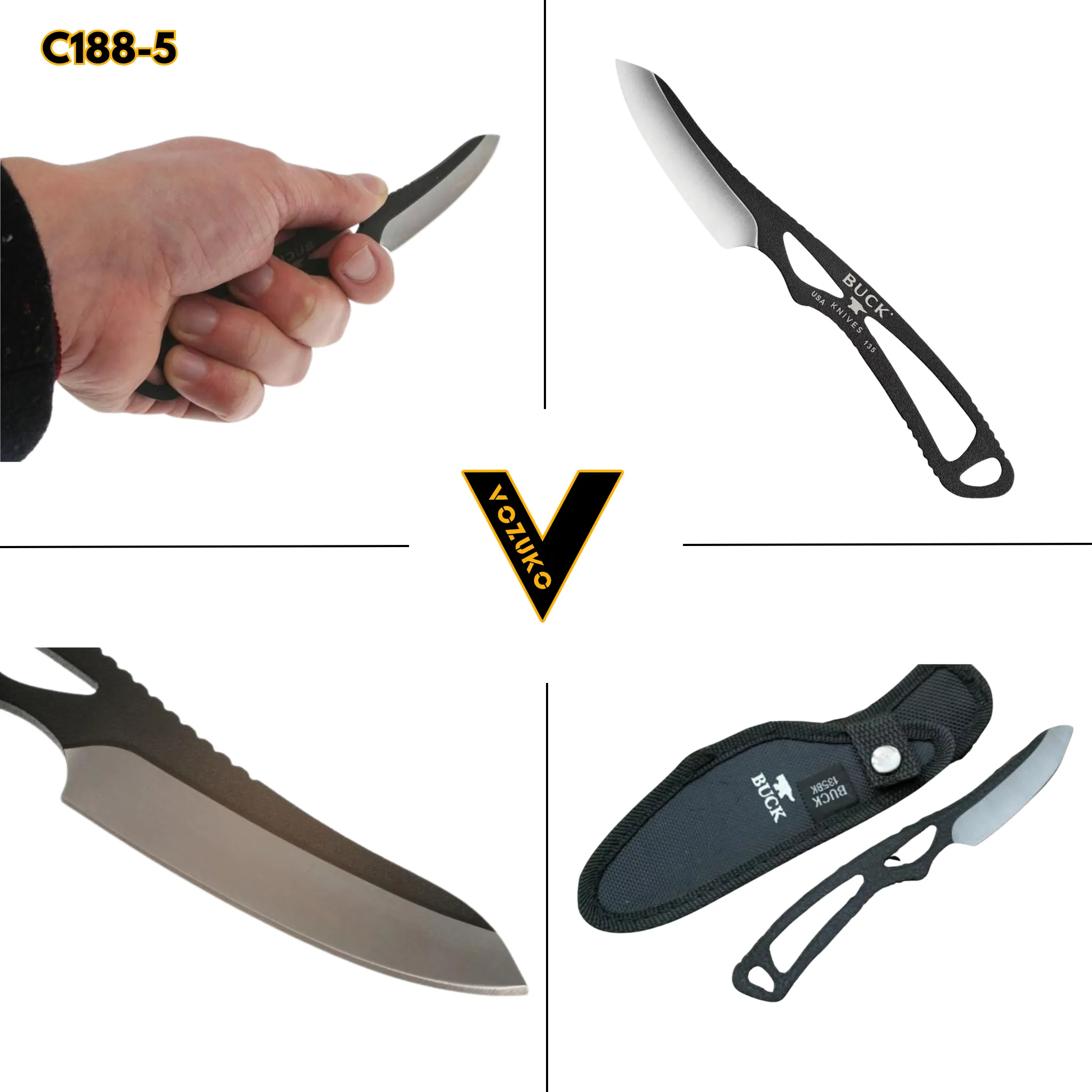 Buck Knives PakLite Caper Brown Fixed Blade Knife Outdoor and Hunting Use