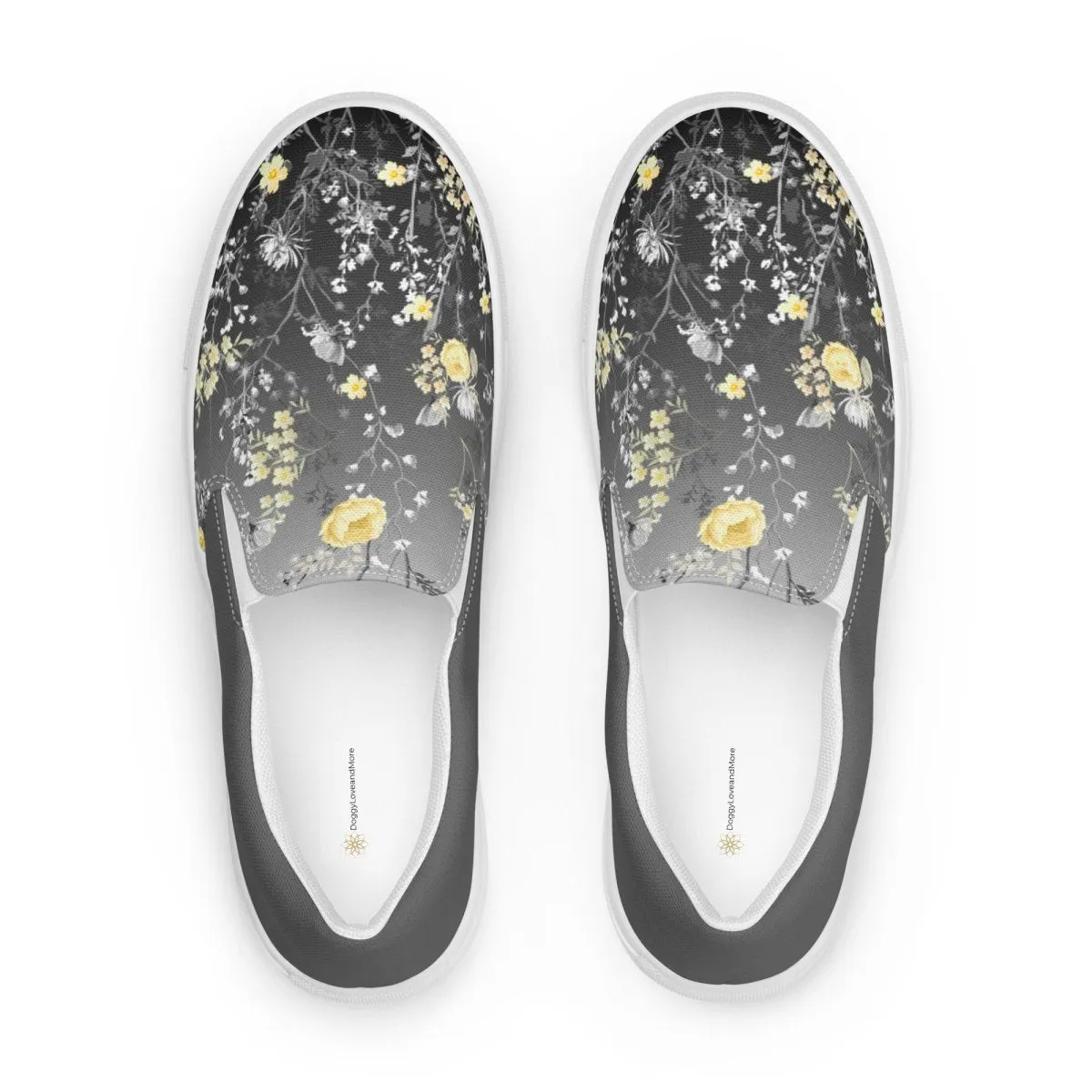 Grey Floral Slip-On Shoes