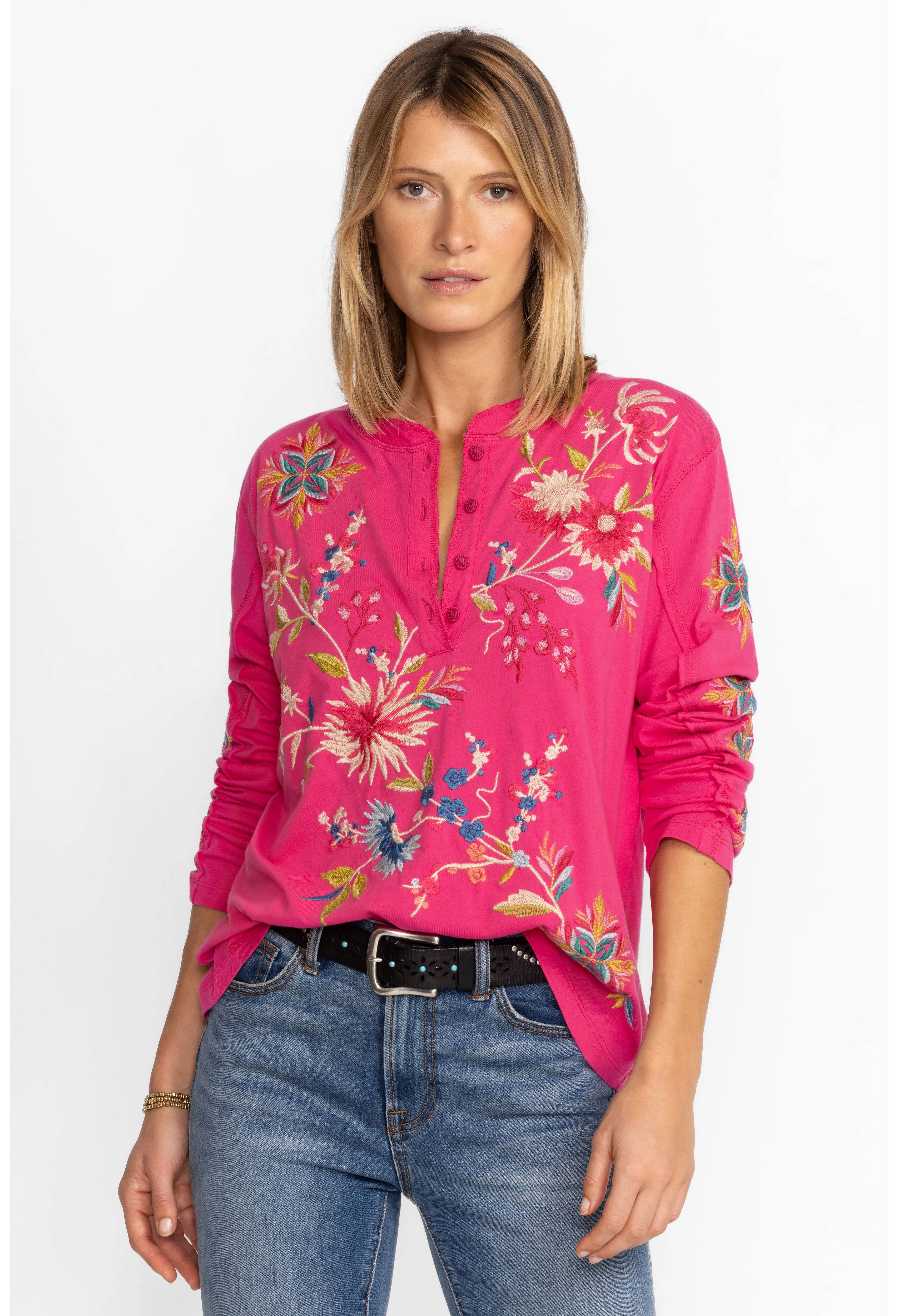 Johnny Was Julie Raw Seam Henley