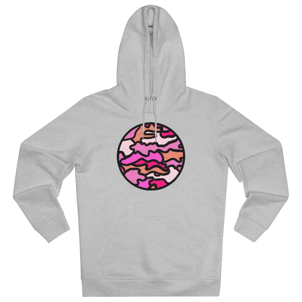 PINK CAMO  85% organic cotton unisex cruiser hoodie