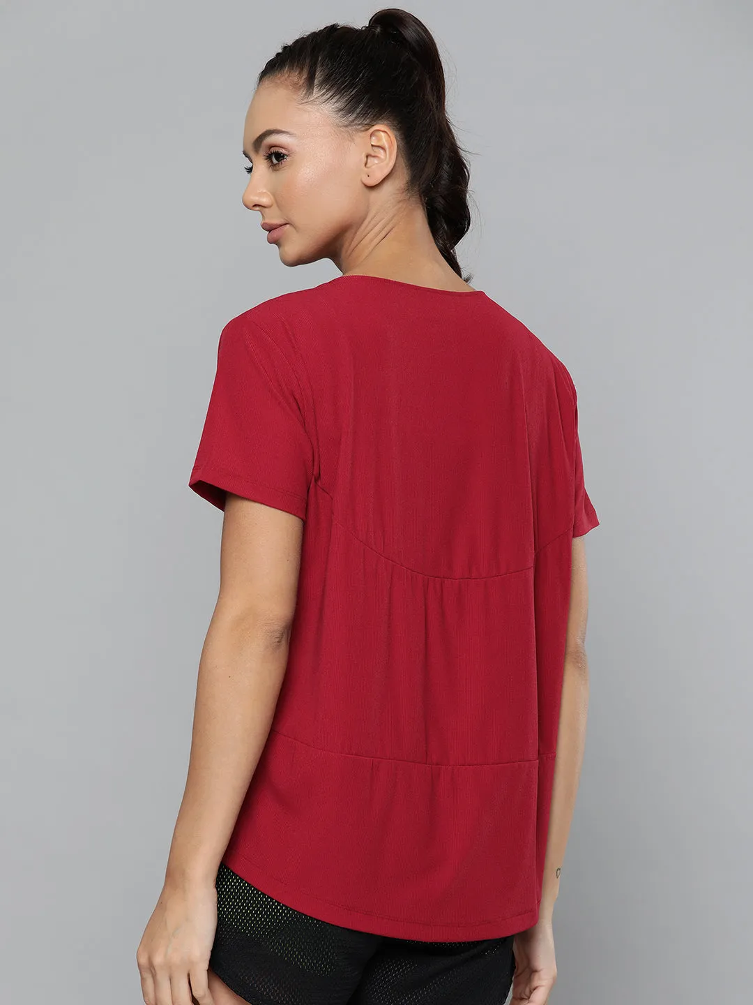 Women's Maroon Training or Gym T-shirt